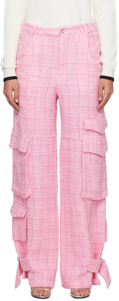 Gcds Ultracargo Tweed Wide-leg Trousers In Pink