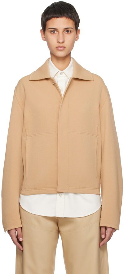 Zegna Beige Press-stud Jacket In N08 Beige