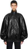 Gcds Oversized Black Eco-leather Jacket In 02 Black
