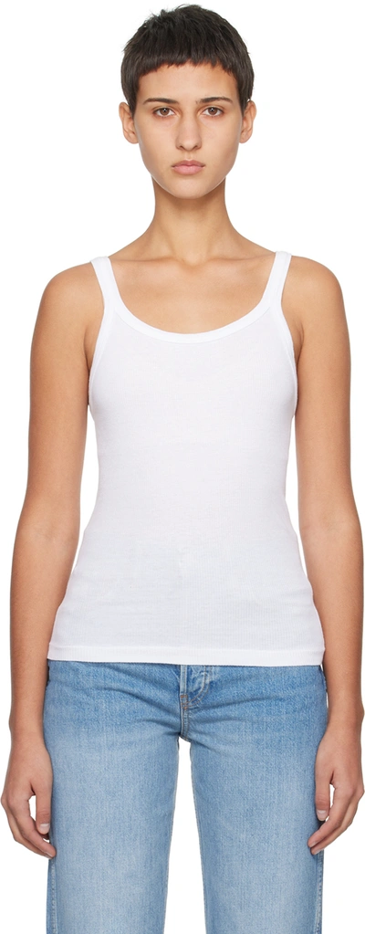 Re/done White Hanes Edition Tank Top In Optic White