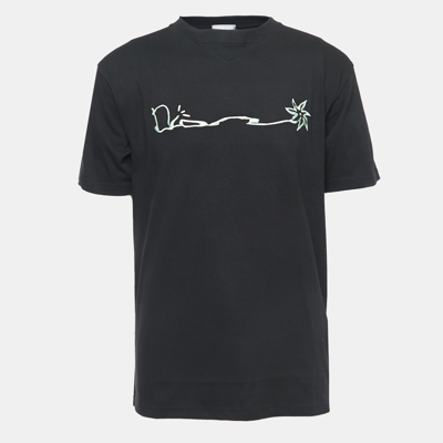 Pre-owned Dior X Cactus Jack Black Embroidered Crew Neck T-shirt S