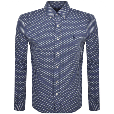 Ralph Lauren Preppy Dot Long Sleeve Shirt Navy