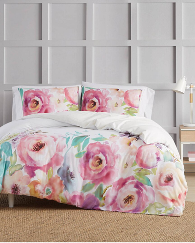 Christian Siriano Ny Spring Flowers 3pc Duvet Cover Set In Pink