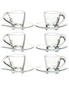 Barski European 6pc Glass Espresso Cup With Saucer Set