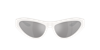 Dolce & Gabbana White Injected Sunglasses In Light Grey Mirror Silver 80
