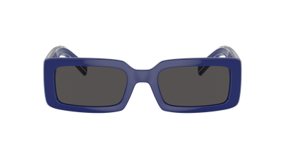 Dolce & Gabbana Logo-print Rectangle-frame Sunglasses In Dark Grey