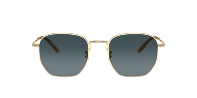 Oliver Peoples Womens Gold Ov1331s Kierney Hexagonal-frame Metal Sunglasses In Blue Gradient Polar