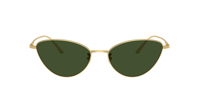 Oliver Peoples Womens Gold Ov1328s 1998c Butterfly-frame Metal Sunglasses In Green