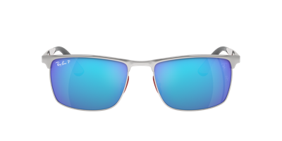 Ray Ban Rb3726m Scuderia Ferrari Collection Sonnenbrillen Silber Fassung Blau Glas Polarisiert 57-18 In Blue