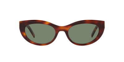 Saint Laurent Womens Brown Slm115 Cat-eye Tortoiseshell Acetate Sunglasses In Green