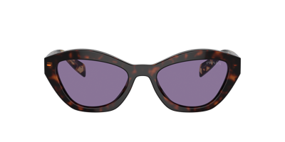 Prada Pr A02s Havana Sunglasses In Violet Mirror Internal Silver