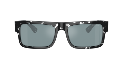Prada Signature Rectangular Men's Sunglasses, Pr A10s In Light Blue Mirror Silver