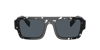 Prada Womens Black Pr A05s Rectangle-frame Abstract Acetate Sunglasses In Dark Grey