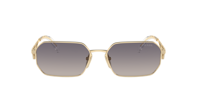 Prada Pr A51s Zvn30c Geometric Sunglasses In Gradient Blue Mirror Silver