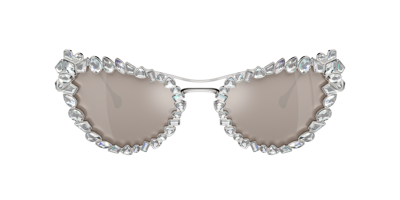 Swarovski Sk7011 Silver Sunglasses In Clear Mirror Real Platinum