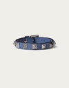 Valentino Garavani Lederarmband Rockstud Mit Ruthenium-nieten Mann Navyblau Uni In Blue