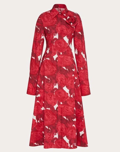 Valentino Poplin Shirt Midi Dress In Red