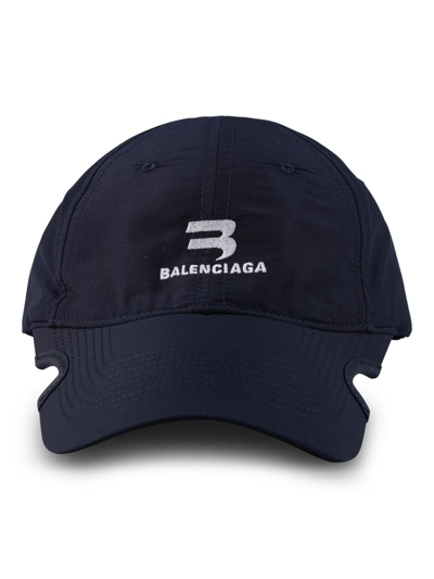 Balenciaga Notch Tracksuit Cotton Baseball Cap In Blue