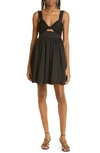 Cara Cara Claribelle Cutout Cotton-blend Poplin Mini Dress In Black