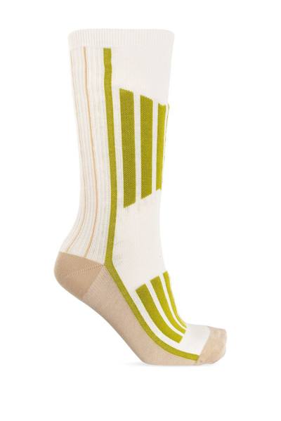 Ganni Striped Socks In Neutrals