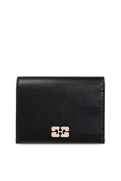 Ganni Wallet With Logo In Black