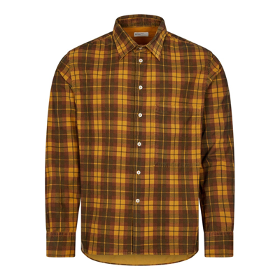 Universal Works Cord Check Shirt In Yellow