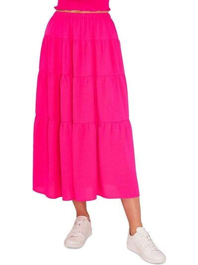 Riley & Rae Womens Tiered Long Maxi Skirt In Pink