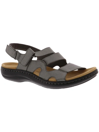 Clarks Laurieann Style Womens Faux Leather Adjustable Sport Sandals In Silver