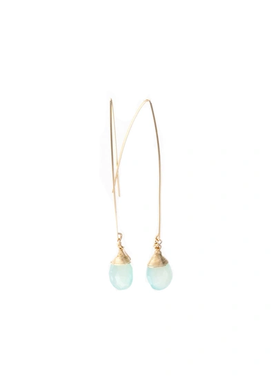 A Blonde And Her Bag Jill Long Wire Drop Earring In Chalcedony In Blue