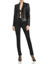 L AGENCE BROOKE WOMENS SEQUINED OPEN FRONT DOUBLE-BREASTED BLAZER