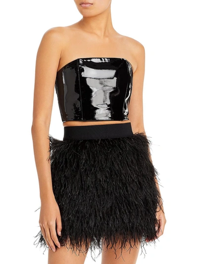 Alice And Olivia Womens Faux Leather Strapless Cropped In Black