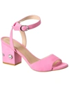 Stuart Weitzman Allshine Block 75 Suede Sandal In Pink