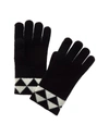 Phenix Triangle Jacquard Cuff Touch Tech Cashmere Gloves In Black
