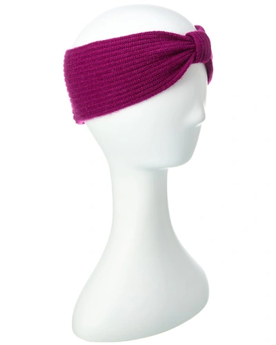 Amicale Cashmere Rib Bow Cashmere Headband In Purple
