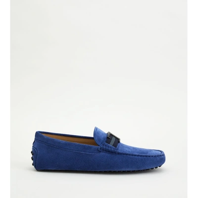 Tod's T Timeless Gommino Driving Shoes In Suede In Blue