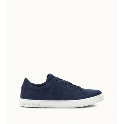 Tod's Sneakers In Suede In Blue