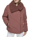 Andrew Marc Valencia Water Resistant Faux Shearling Lined Puffer Jacket In Red