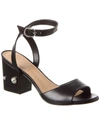Stuart Weitzman Allshine Block 75 Leather Sandal In Black