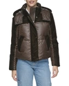 Andrew Marc Hooded Quilted Down Puffer Jacket In Gold