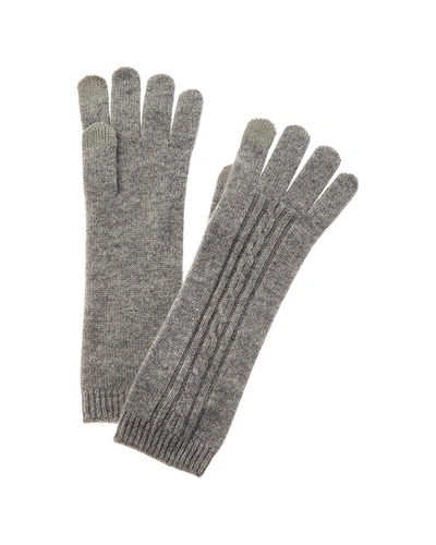 Phenix Oval Cable Stitch Long Cashmere Gloves In Grey