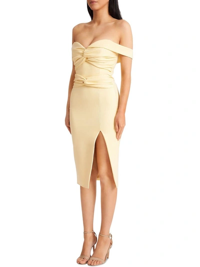 Lavish Alice Womens Ruched Off-the-shoulder Cocktail And Party Dress In Yellow