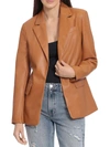 BAGATELLE WOMENS FAUX LEATHER STRUCTURED ONE-BUTTON BLAZER