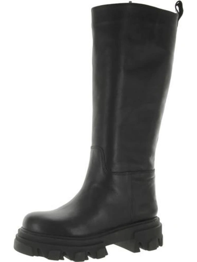 Aqua Goal Womens Leather Pull On Knee-high Boots In Black