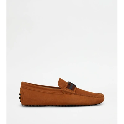Tod's T Timeless Gommino Driving Shoes In Suede In Brown