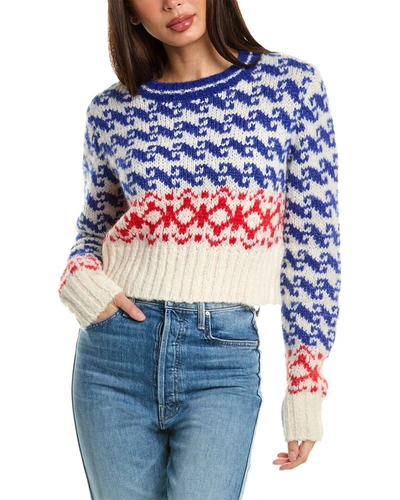 Mother Denim The Wide Sleeve Crop Alpaca-blend Sweater In Blue