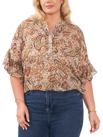 Vince Camuto Womens Paisley Print Pintuck Blouse In Multi