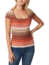 JESSICA SIMPSON FIONA WOMENS RIBBED KNIT STRIPED PULLOVER TOP