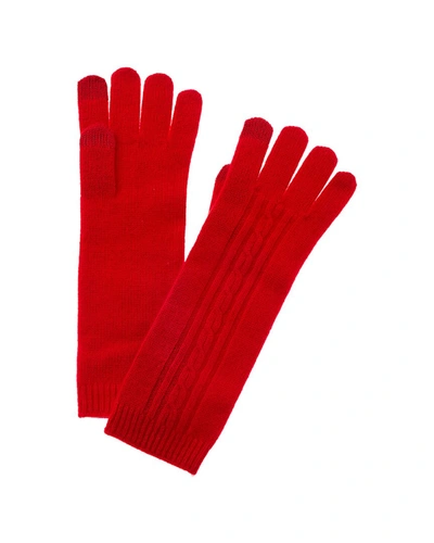 Phenix Oval Cable Stitch Long Cashmere Gloves In Red