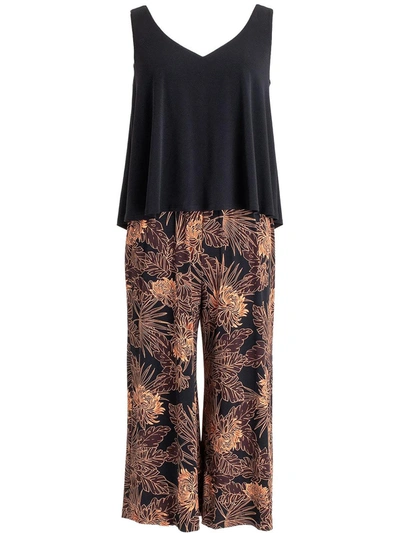 Connected Apparel Womens Printed Cropped Jumpsuit In Multi