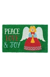 Entryways Peace, Love & Joy Doormat In Green Multi
